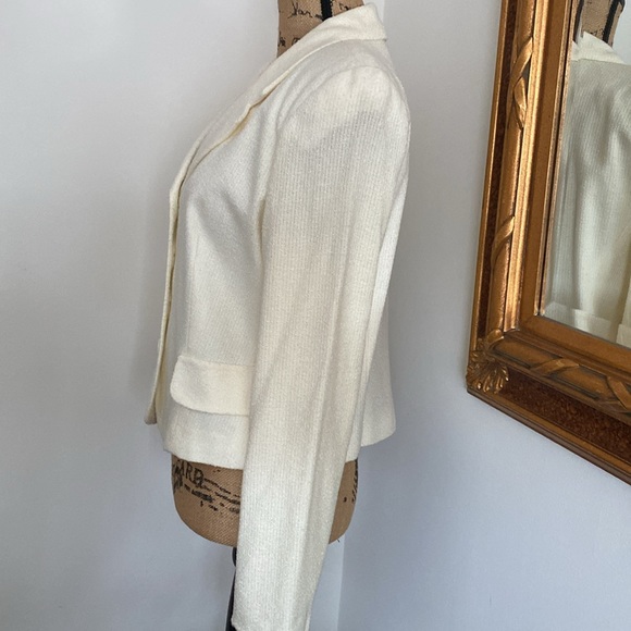 Vintage Finity Jacket Women Short Fashion Cream Button Up Shoulder Pads Made USA - Picture 3 of 9